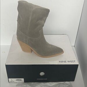 Nine West Taupe Suede Heeled Boots